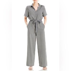 Max Studio Black and White Geometric Jumpsuit